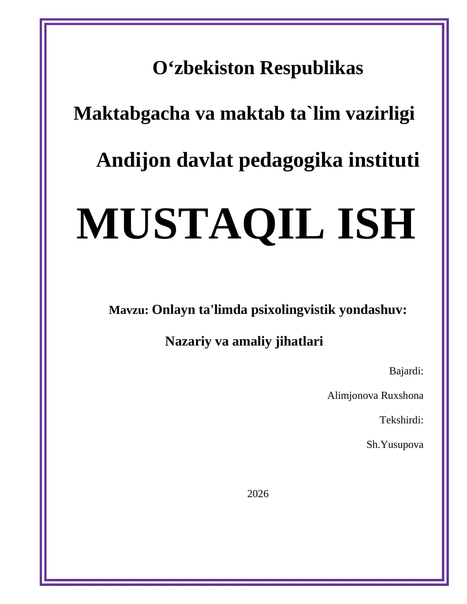 Onlayn ta'limda psixolingvistik yondashuv: Nazariy va amaliy jihatlari 1