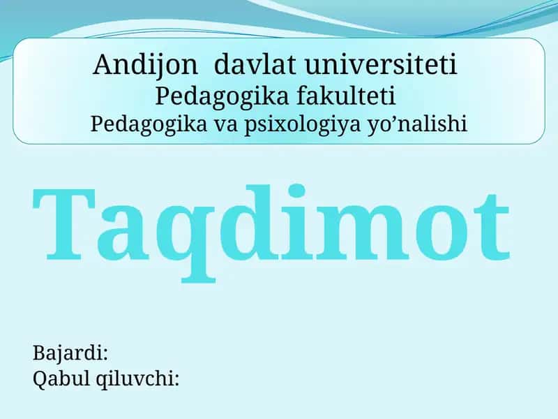 O'zbek xalq pedagogikasi va Islom ta'limoti dasturi 1