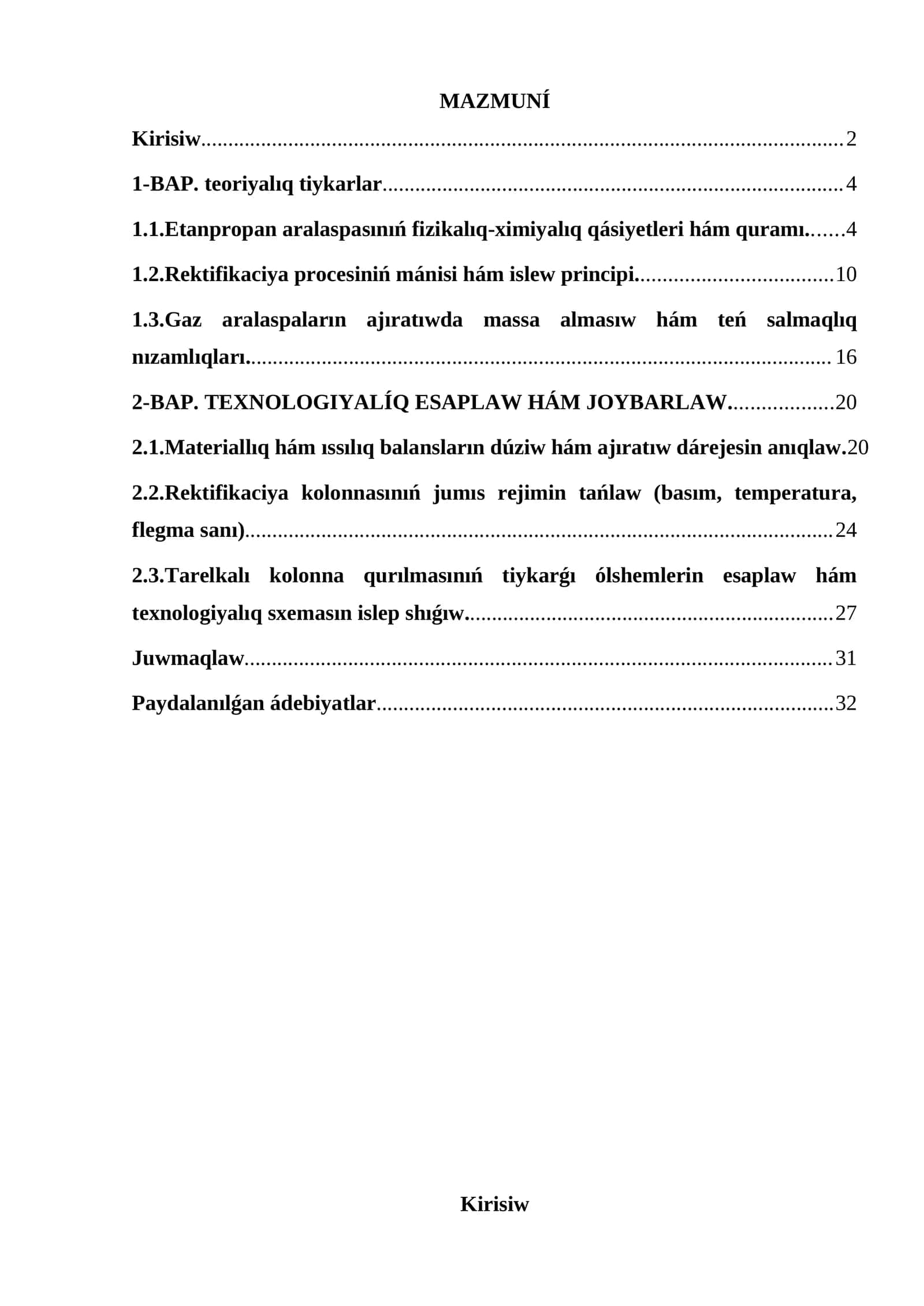 Etanpropan aralaspasınıń fizikalıq-ximiyalıq qásiyetleri hám quramı 1