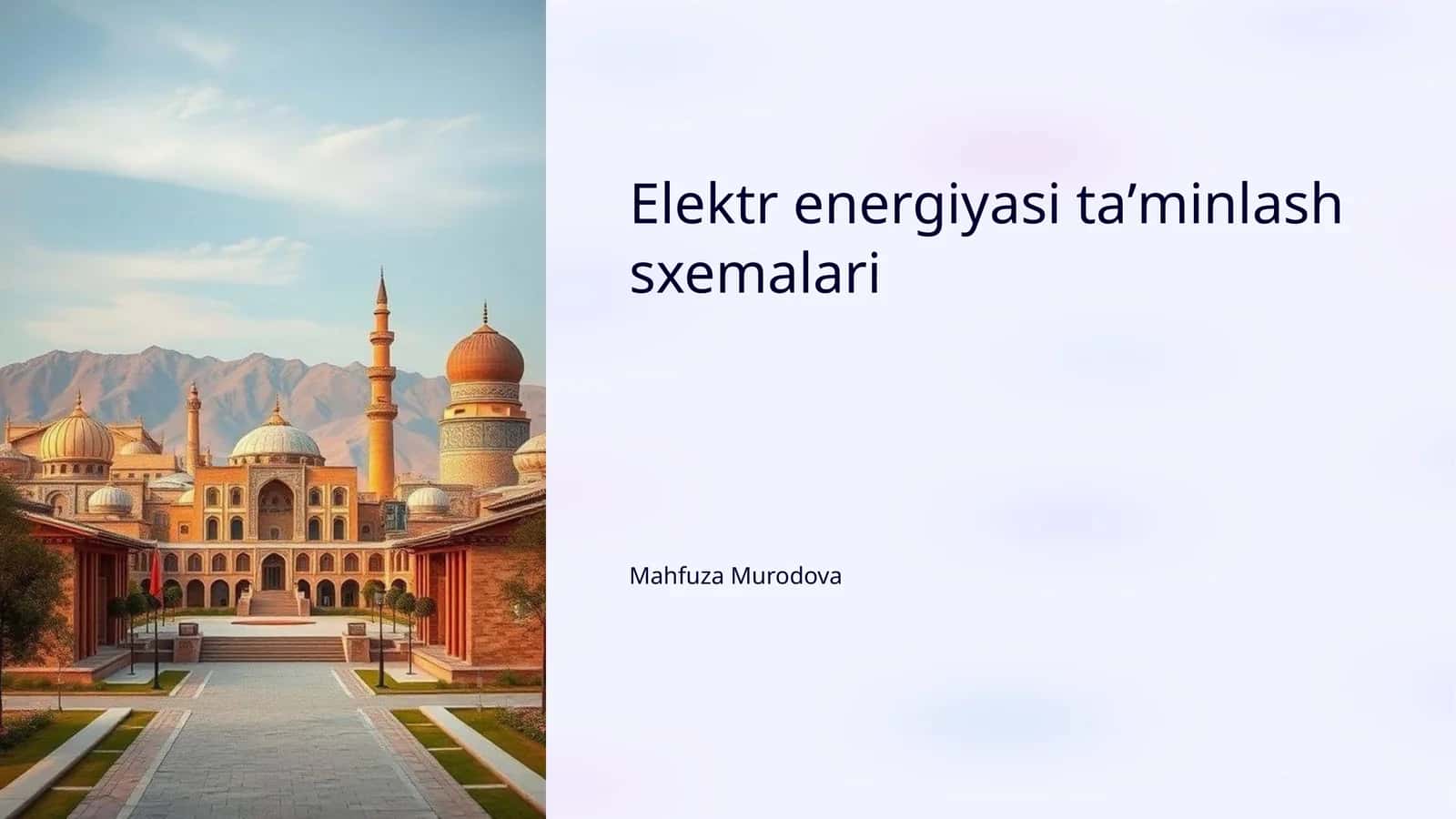 Elektr energiyasi taʼminlash sxemalari 1