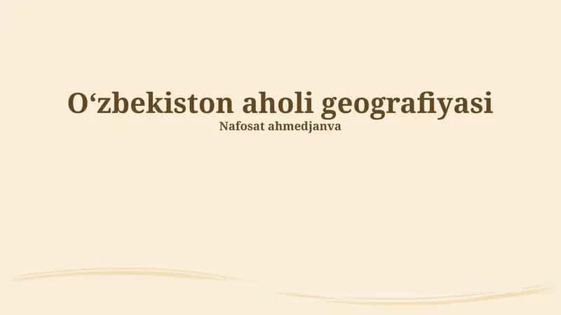 Oʻzbekiston aholi geografiyasi 1
