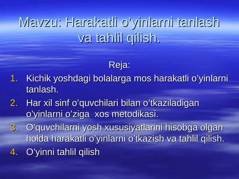 Harakatli o’yinlarni tanlash va tahlil qilish 1