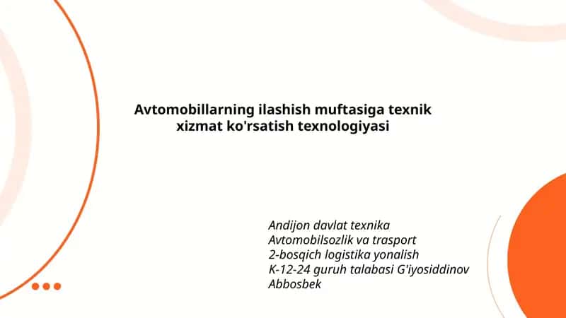 Avtomobillarning ilashish muftasiga texnik xizmat ko'rsatish texnologiyasi 1