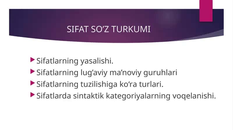 Sifat so'z turkumi 1
