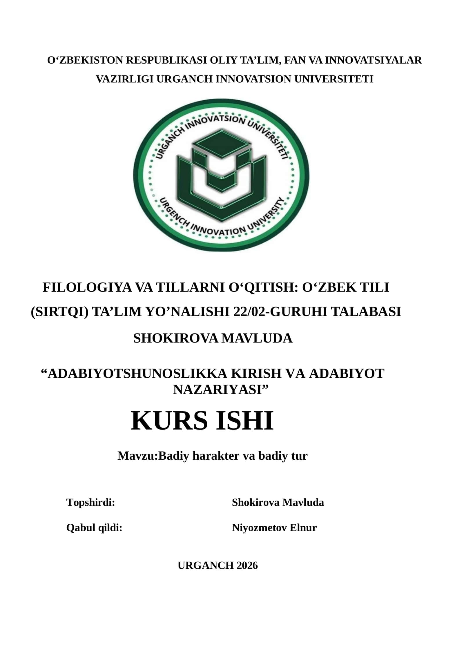 Badiy harakter va badiy tur 1