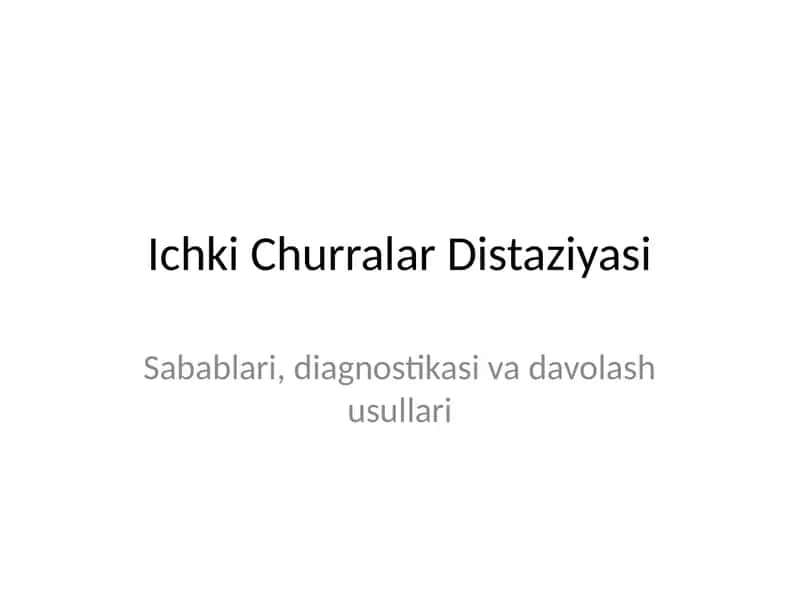 Ichki Churralar Distaziyasi 1