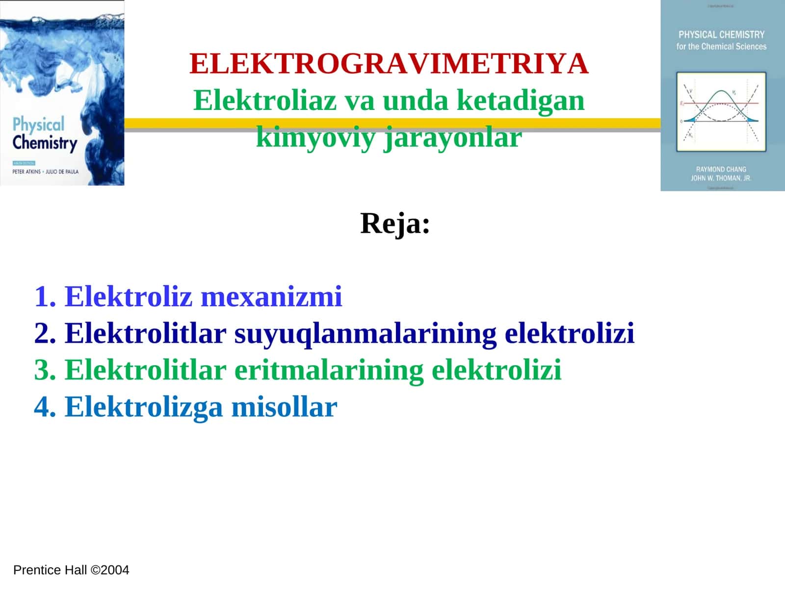 Elektroliz va unda ketadigan kimyoviy jarayonlar 1