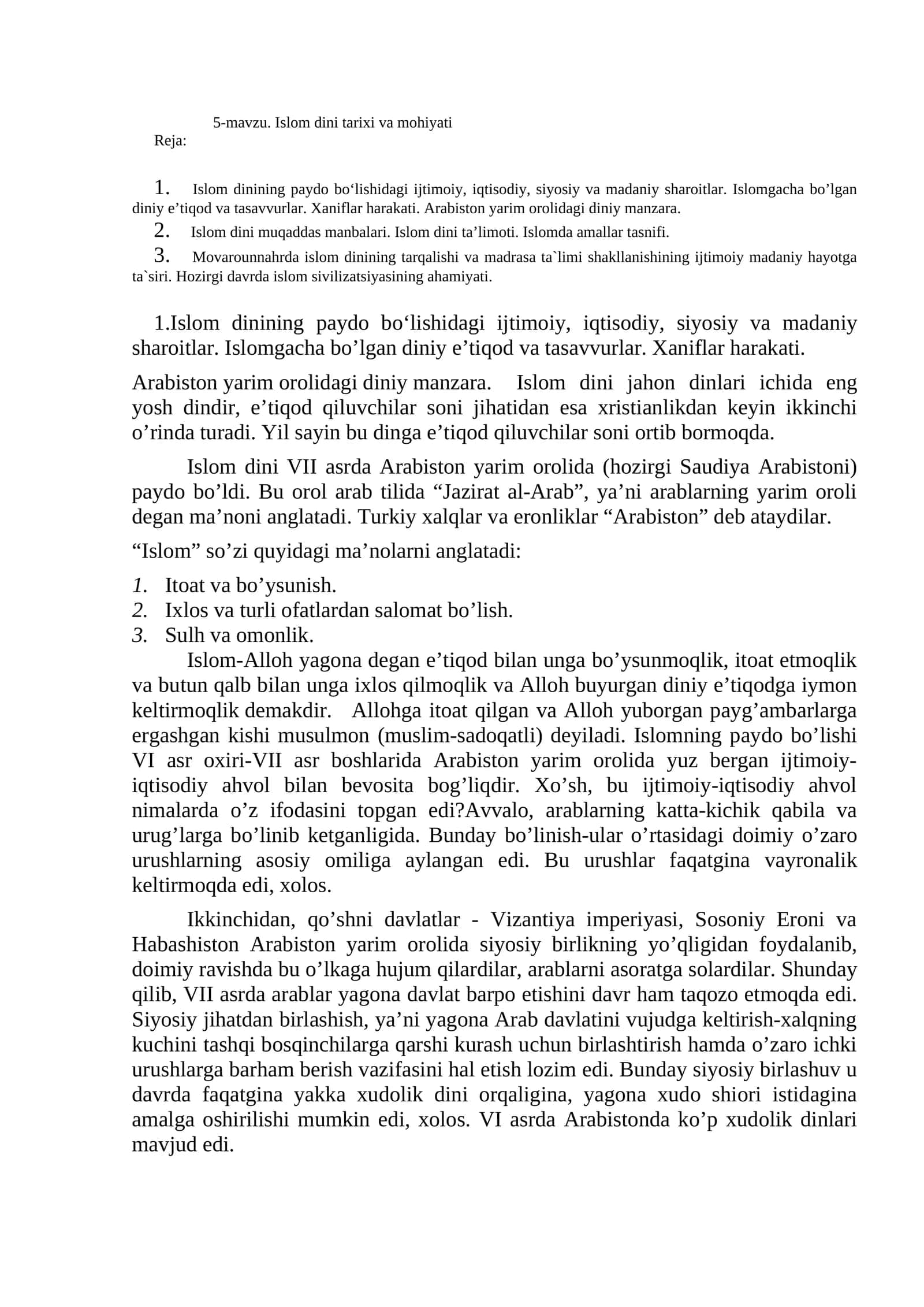 Islom dini tarixi va mohiyati 1