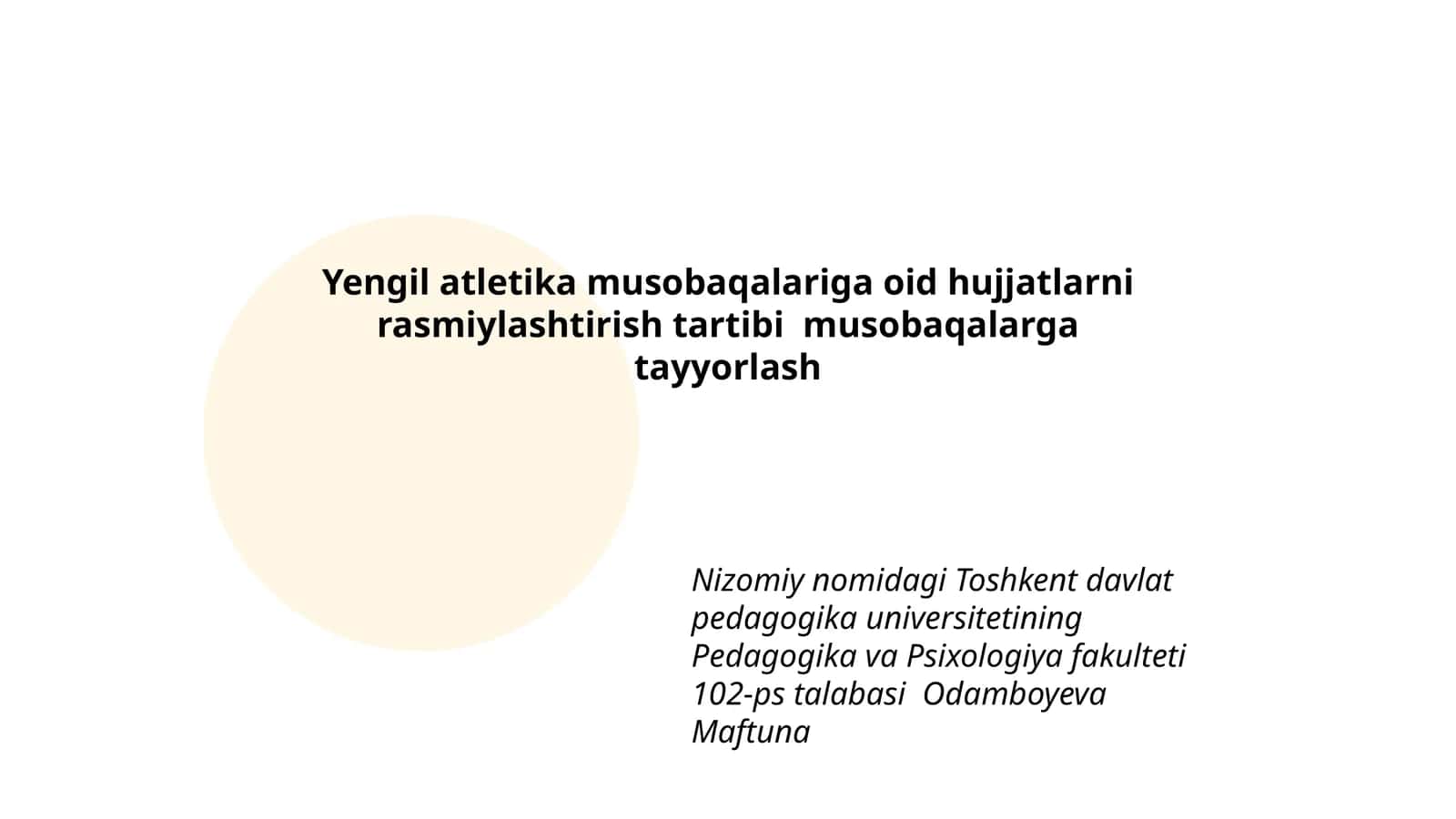 Yengil atletika musobaqalariga oid hujjatlarni rasmiylashtirish tartibi musobaqalarga tayyorlash 1