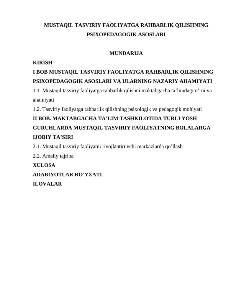 Mustaqil tasviriy faoliyatga rahbarlik qilishning psixopedagogik asoslari 1