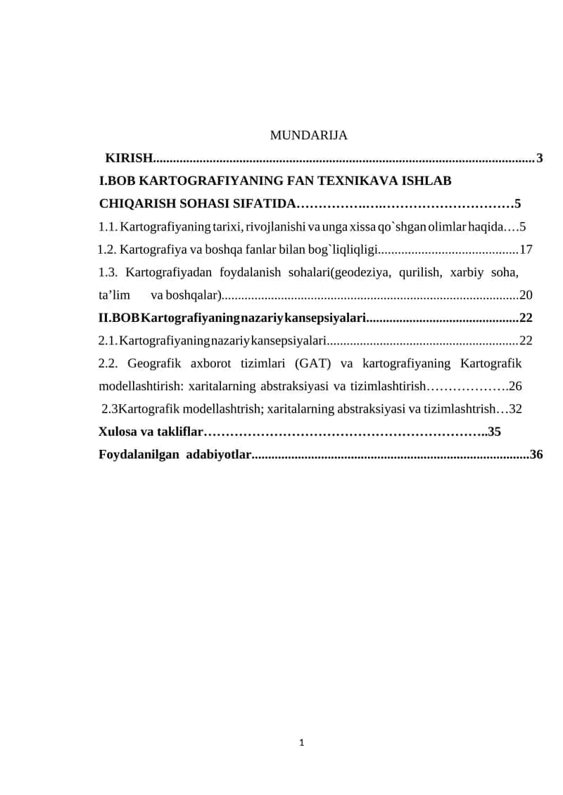 Kartografiya-fan,texnika va ishlab chiqarish soxasi sifatida.Kartografiyaning nazariy korinishi 1