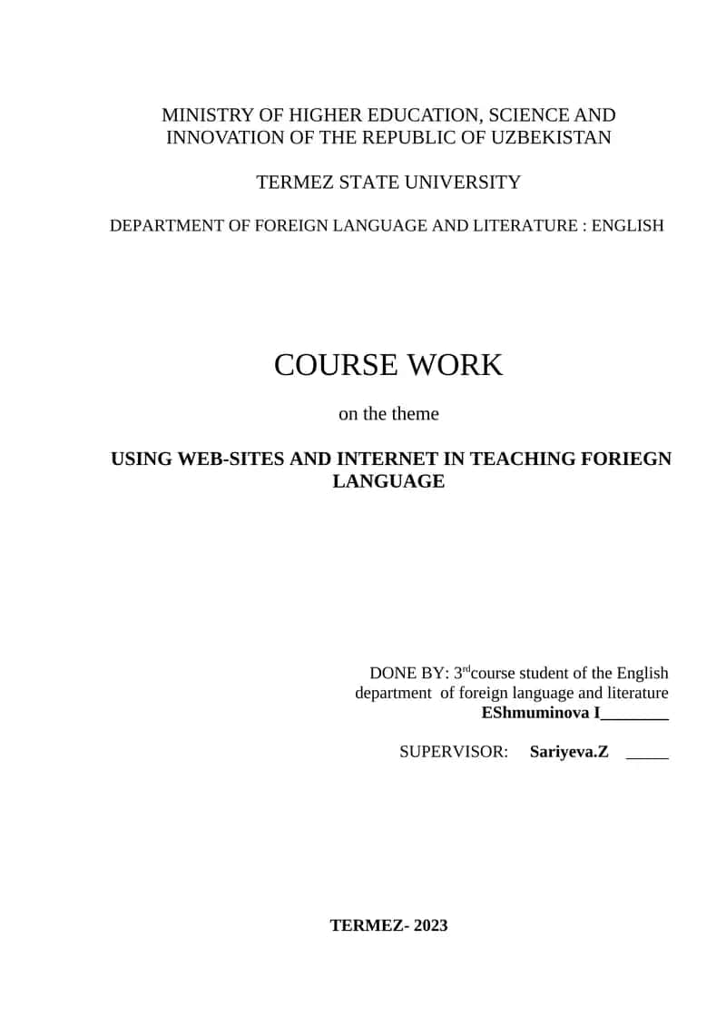 USING WEB-SITES AND INTERNET IN TEACHING FORIEGN LANGUAGE 1