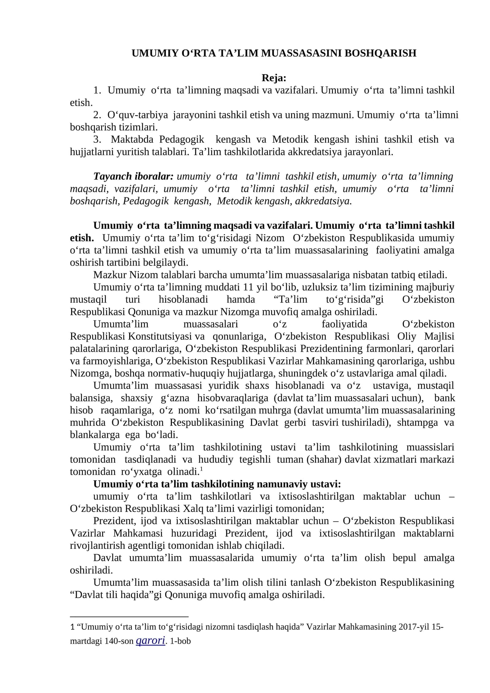 Umumiy O‘rta Ta’lim Muassasasini Boshqarish 1