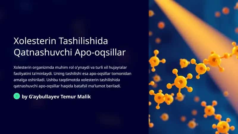 Xolesterin Tashilishida Qatnashuvchi Apo-oqsillar 1
