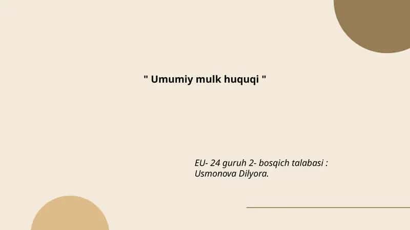 Umumiy mulk huquqi 1