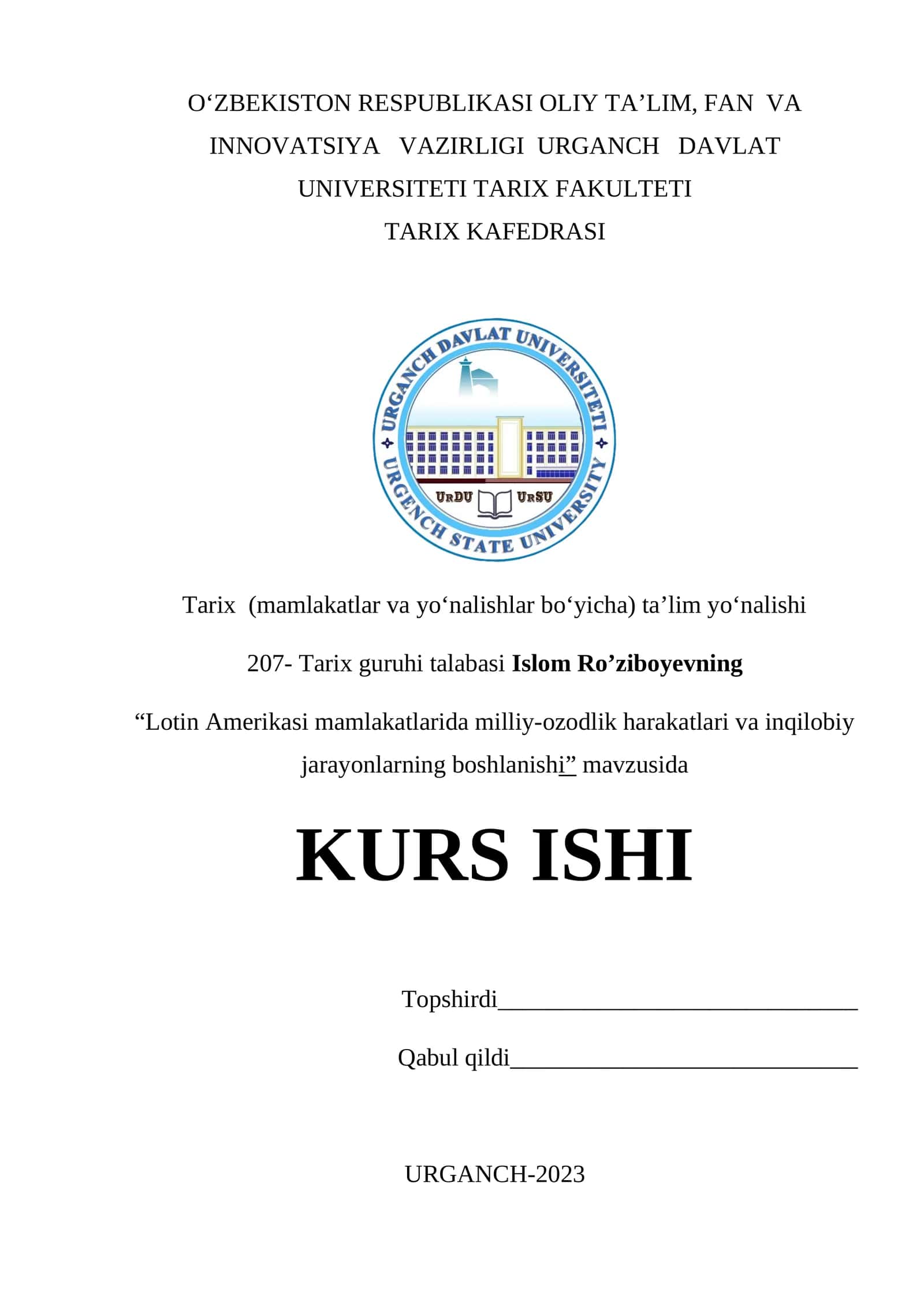 Lotin Amerikasi mamlakatlarida milliy-ozodlik harakatlari va inqilobiy jarayonlarning boshlanishi 1