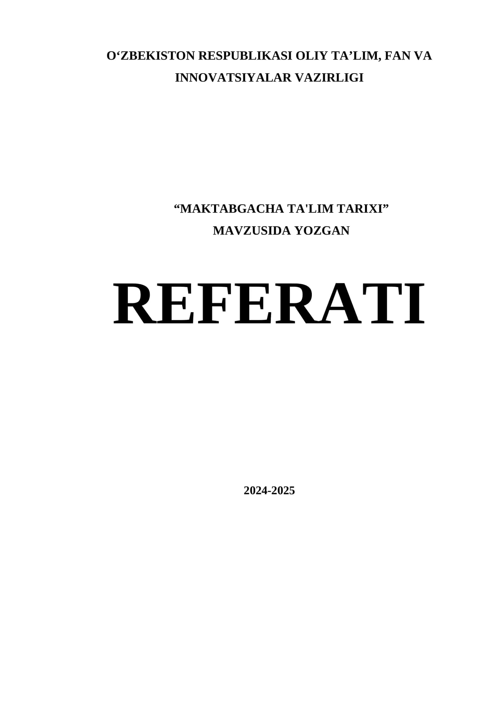 MAKTABGACHA TA'LIM TARIXI 1