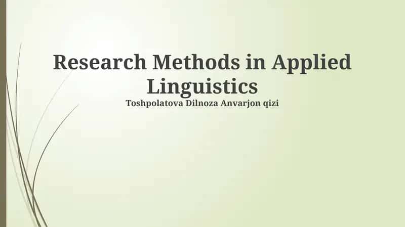 Research Methods in Applied Linguistics 1