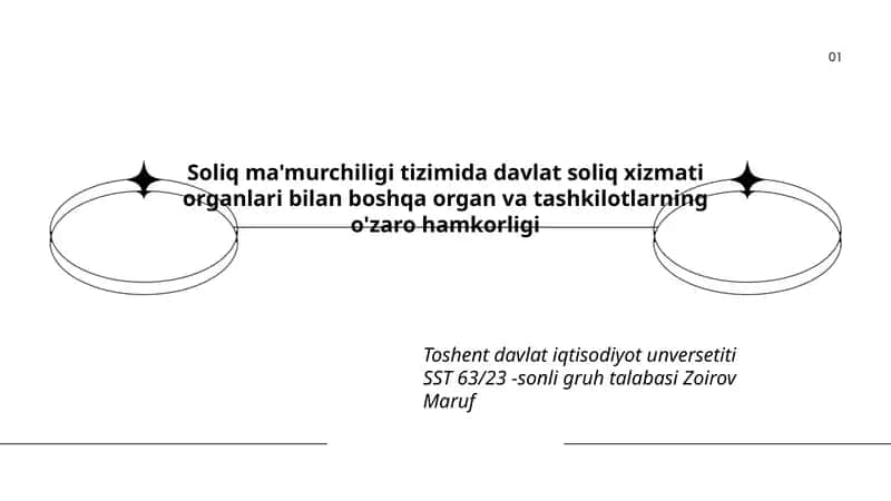Soliq ma'murchiligi tizimida davlat soliq xizmati organlari bilan boshqa organ va tashkilotlarning o'zaro hamkorligi 1