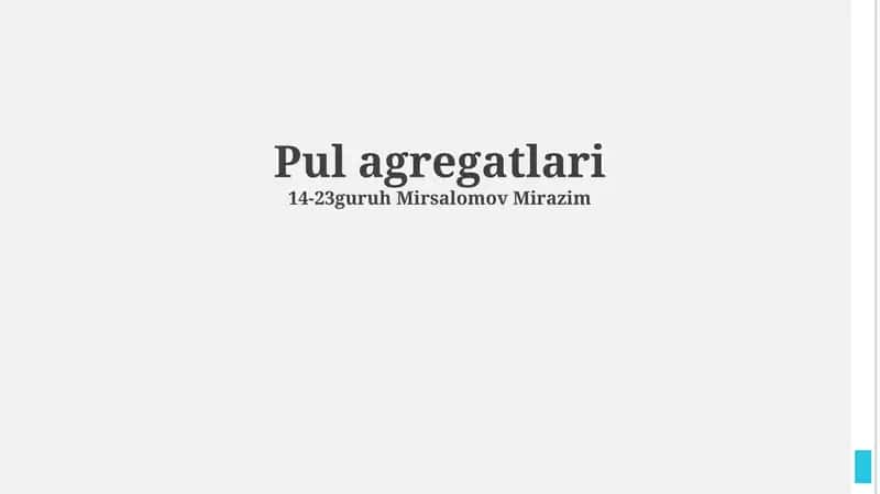 Pul agregatlari 1