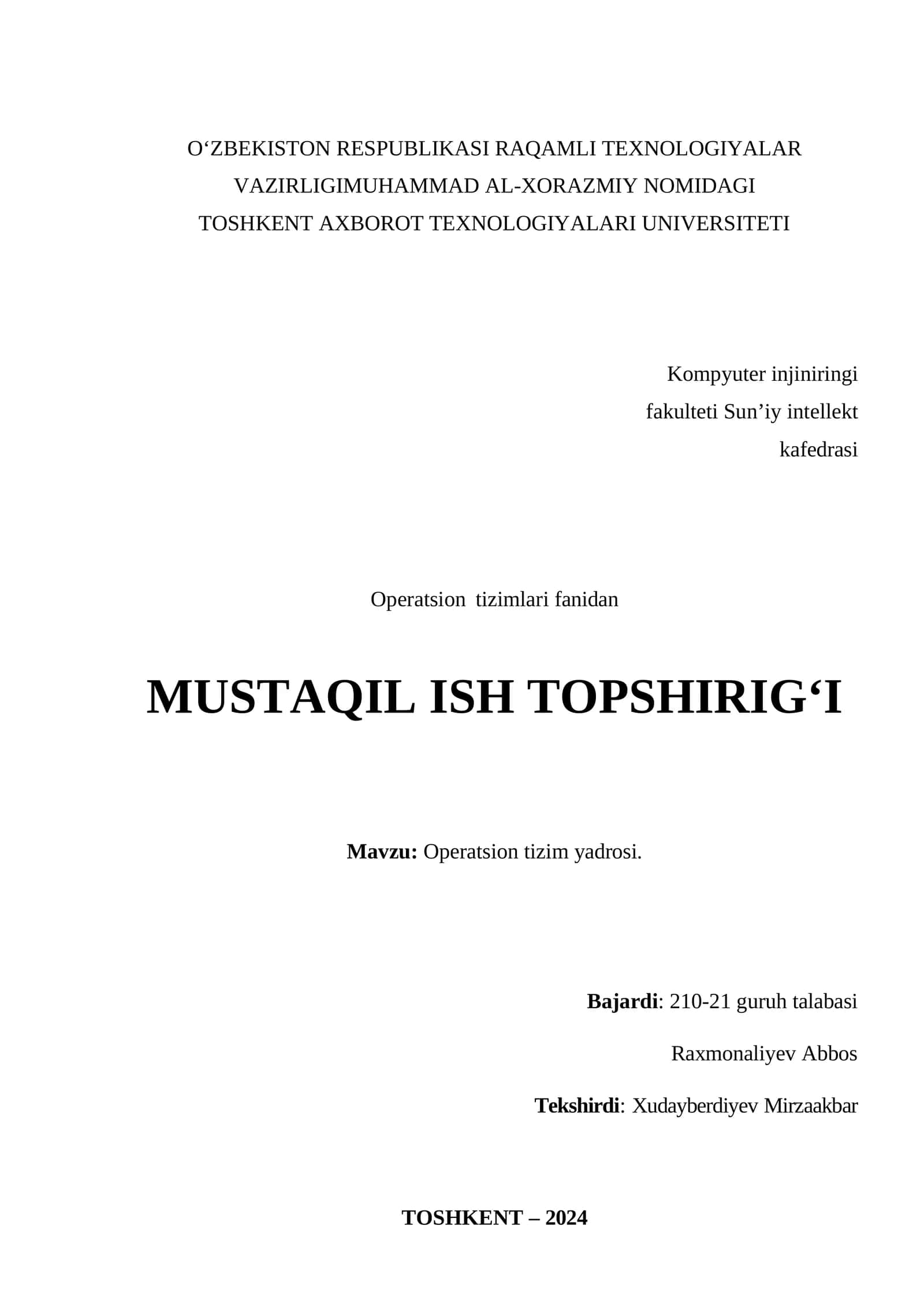 Operatsion tizim yadrosi. 1