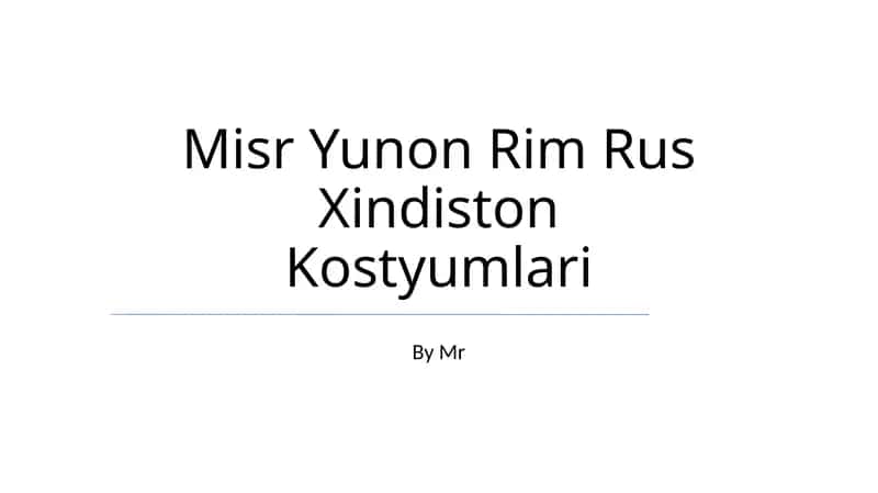 Misr Yunon Rim Rus Xindiston Kostyumlari 1