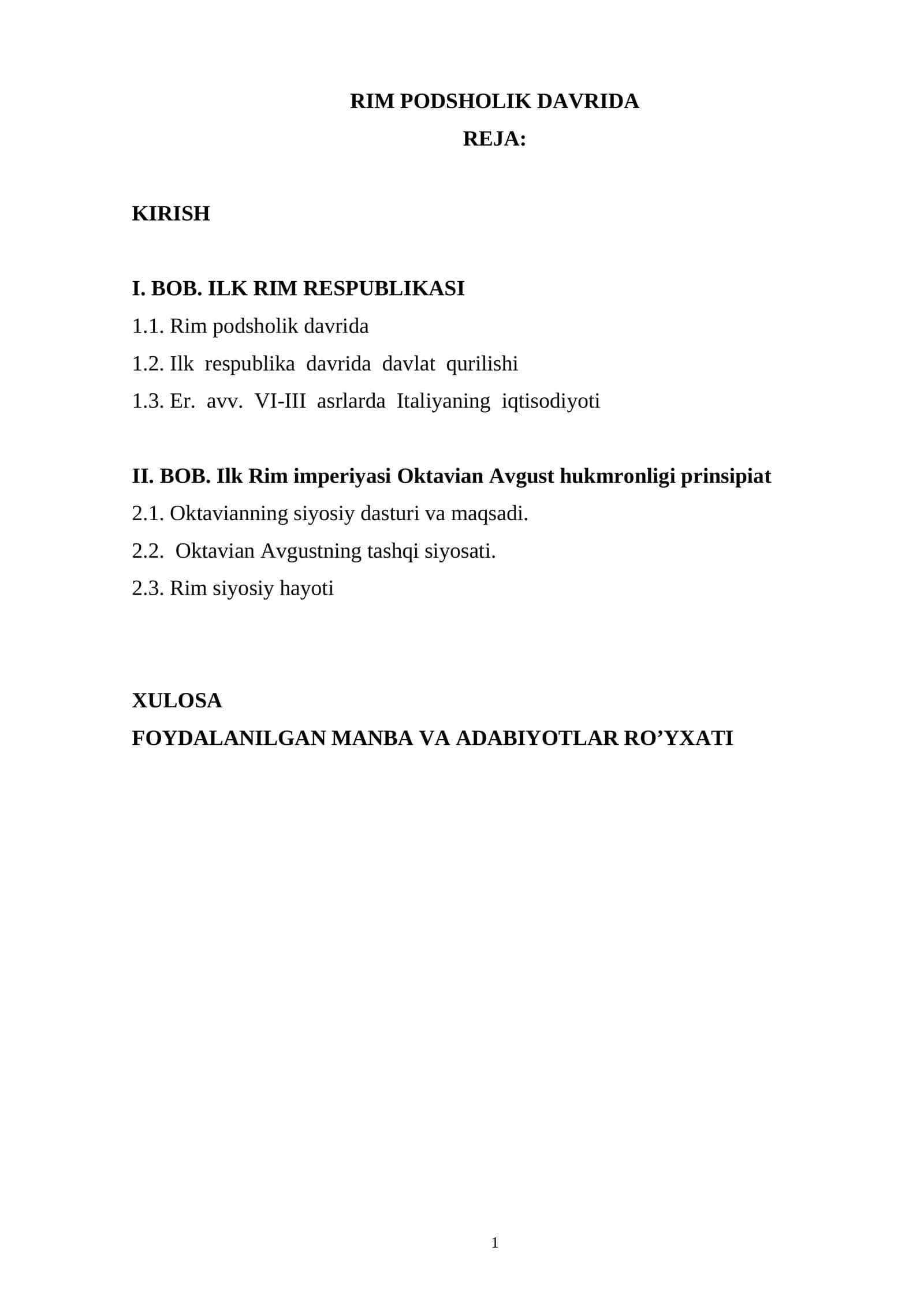 Rim podsholik davrida 1