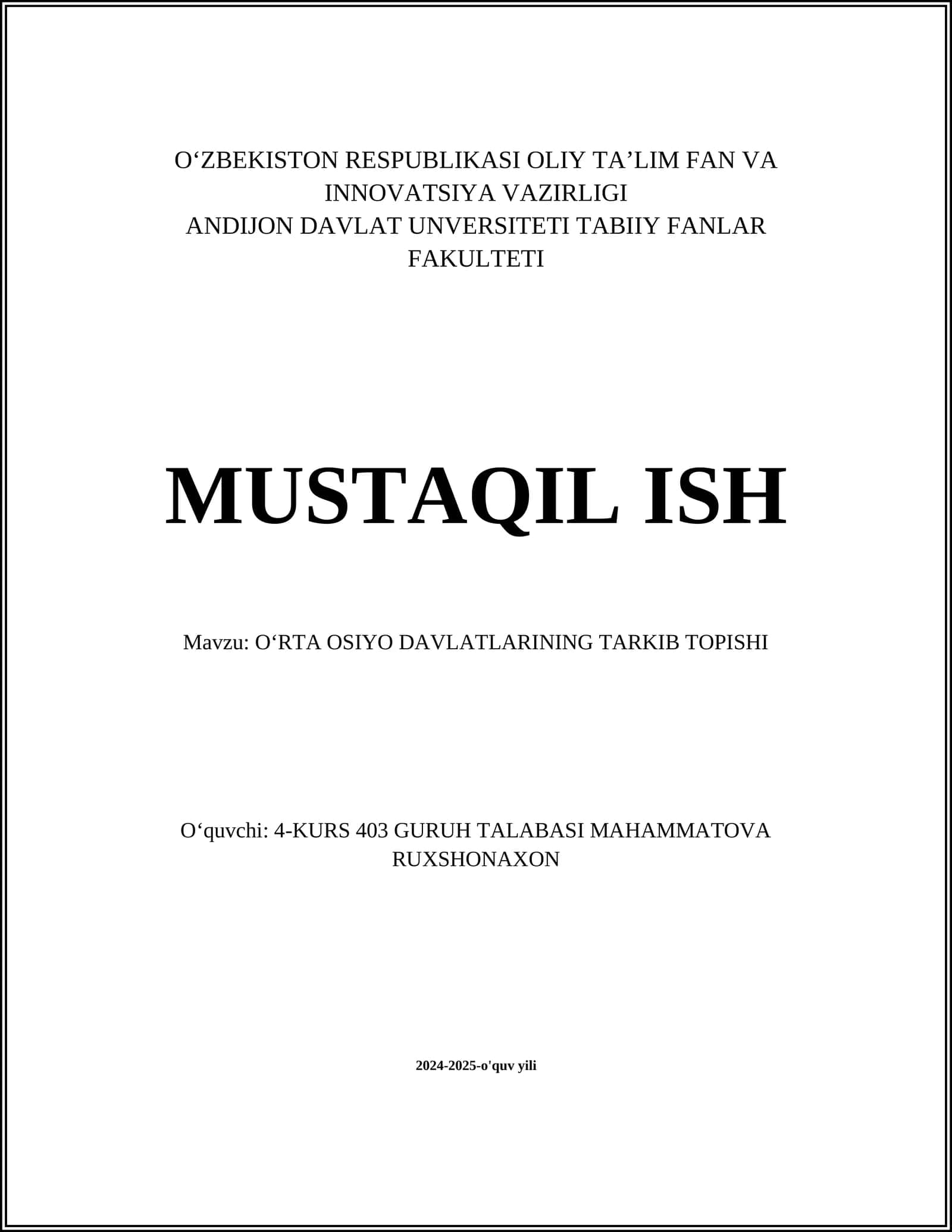 O‘rta Osiyoning Tarkib Topishi 1