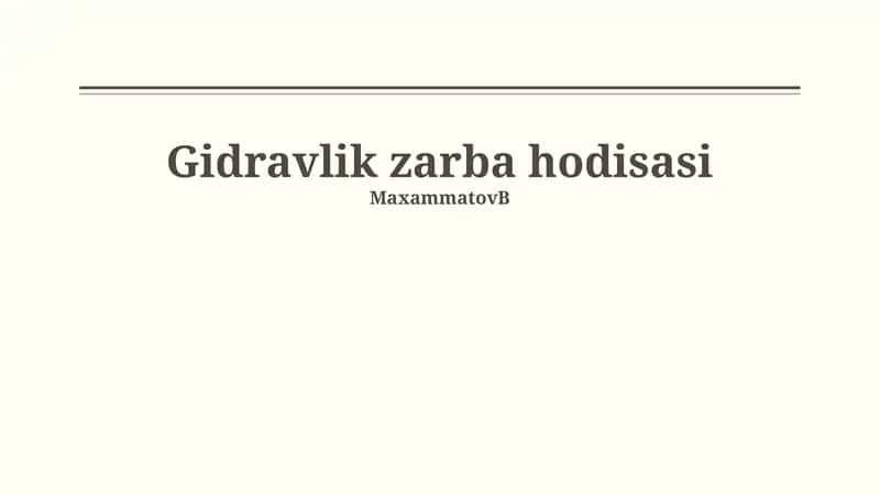 Gidravlik zarba hodisasi
