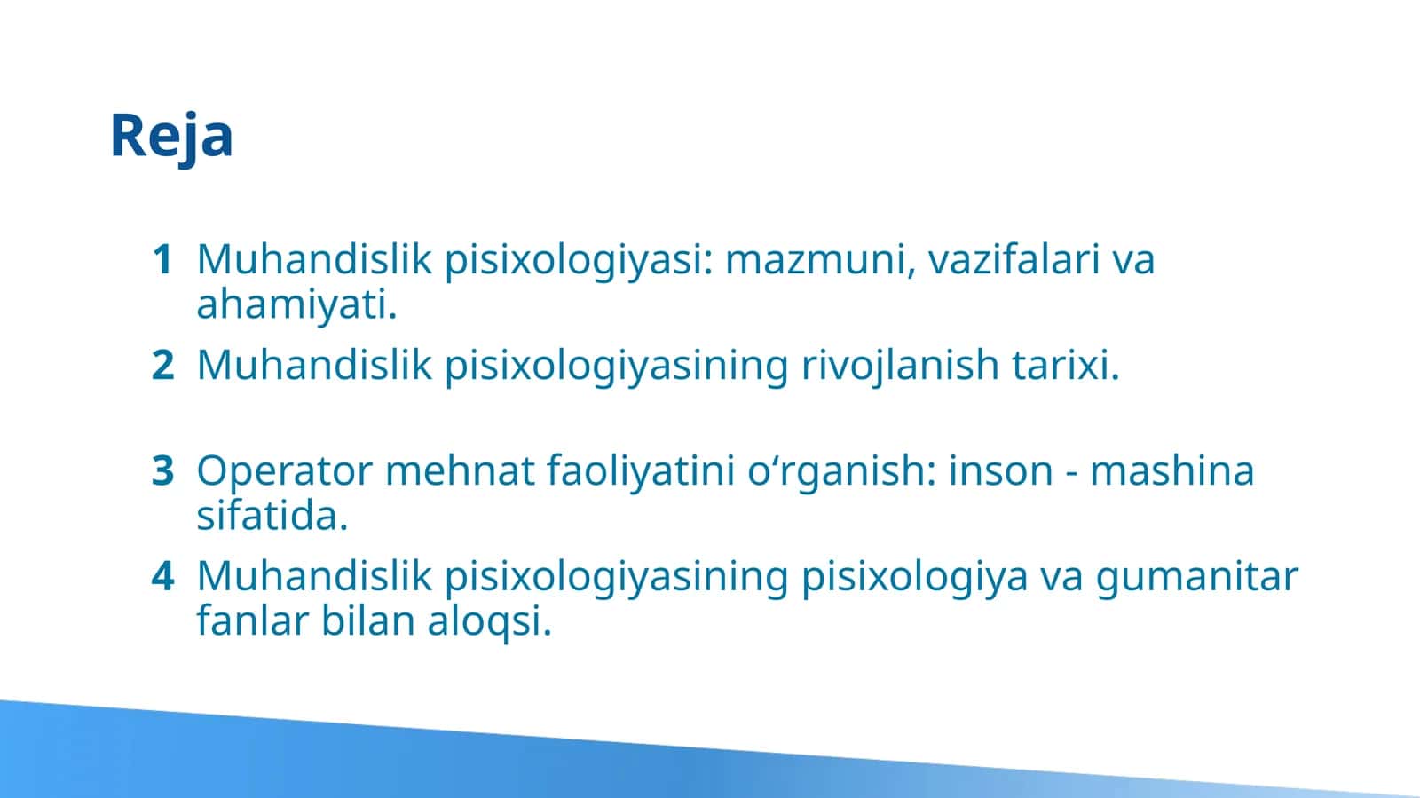 Muhandislik psixologiyasi: mazmuni, vazifalari va ahamiyati 1