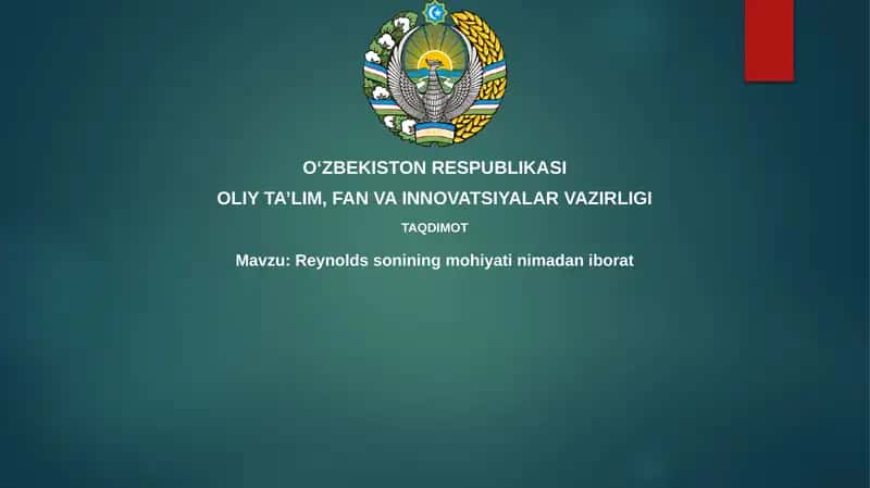 Reynolds soni (Re) 1