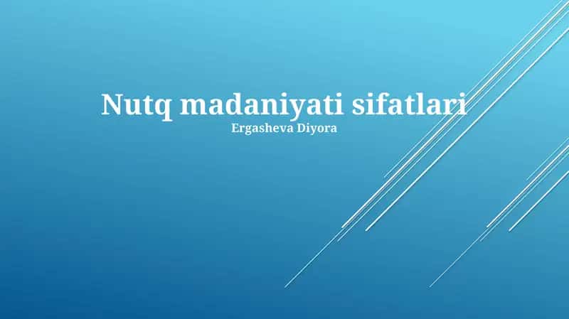 Nutq Madaniyatini Rivojlantirish 1