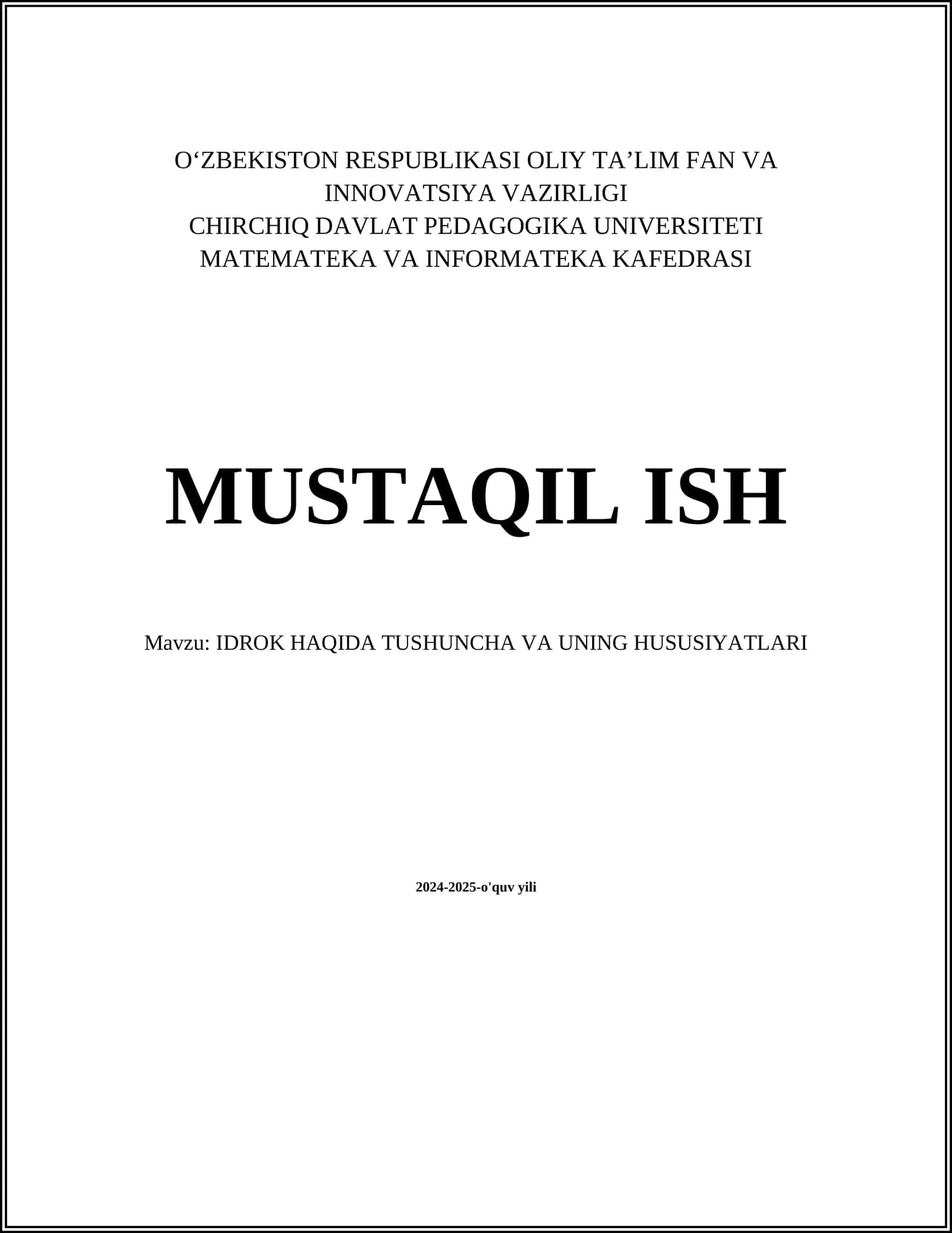 IDROK HAQIDA TUSHUNCHA VA UNING HUSUSIYATLARI 1