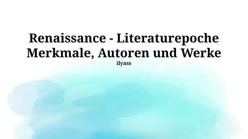 Bedeutende Autoren der englischen Renaissance 1