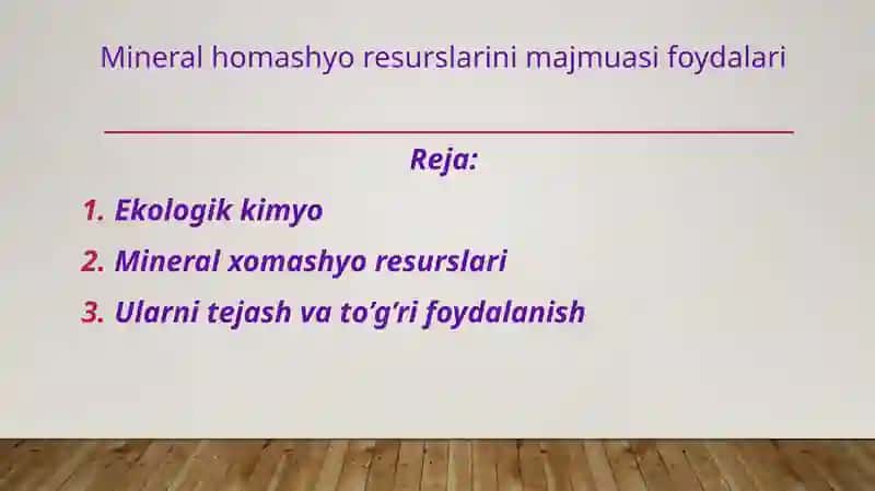 Mineral homashyoresurslarinimajmuasifoydalari