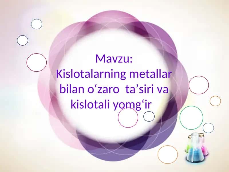 Kislotalarning metallar bilan oʻzaro taʼsiri va kislotali yomgʻir 1