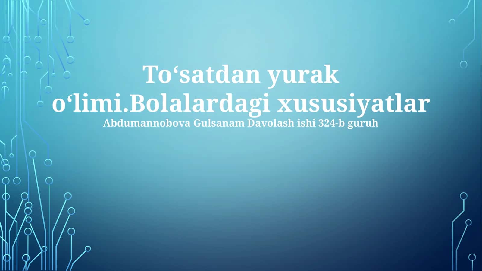 Toʻsatdan yurak oʻlimi.Bolalardagi xususiyatlar 1