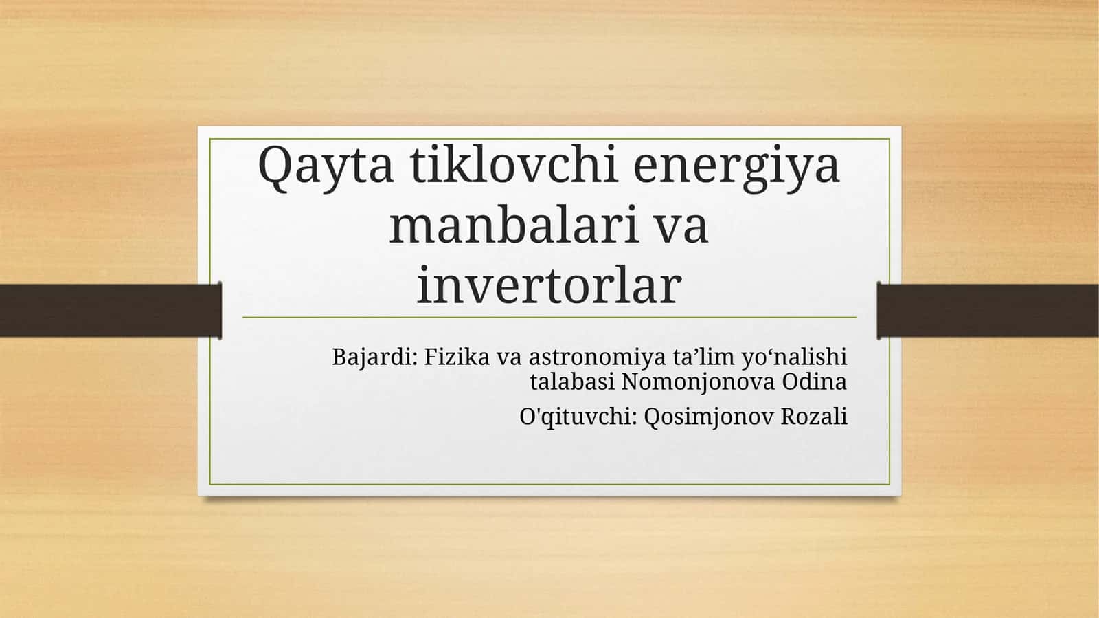Qayta tiklovchi energiya manbalari va invertorlar 1