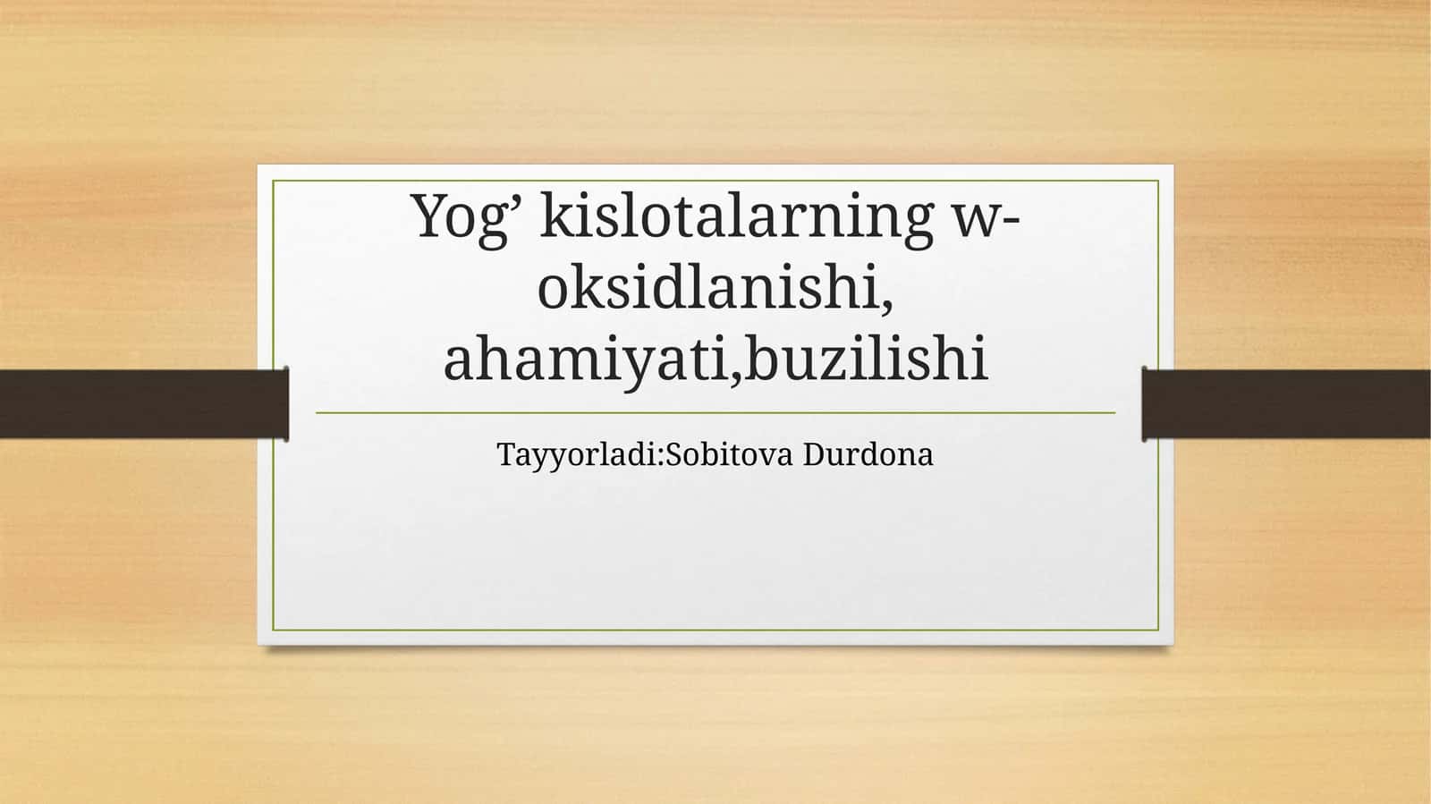 Yog’kislotalarning w-oksidlanishi, ahamiyati, buzilishi 1