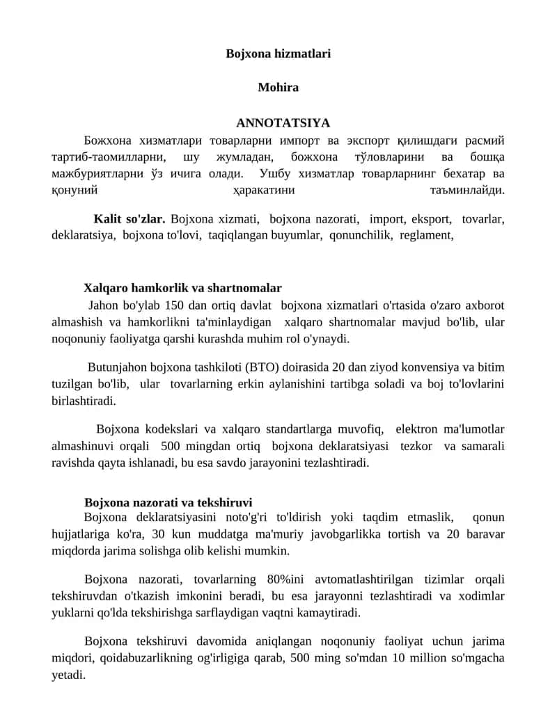 Bojxona hizmatlari 1