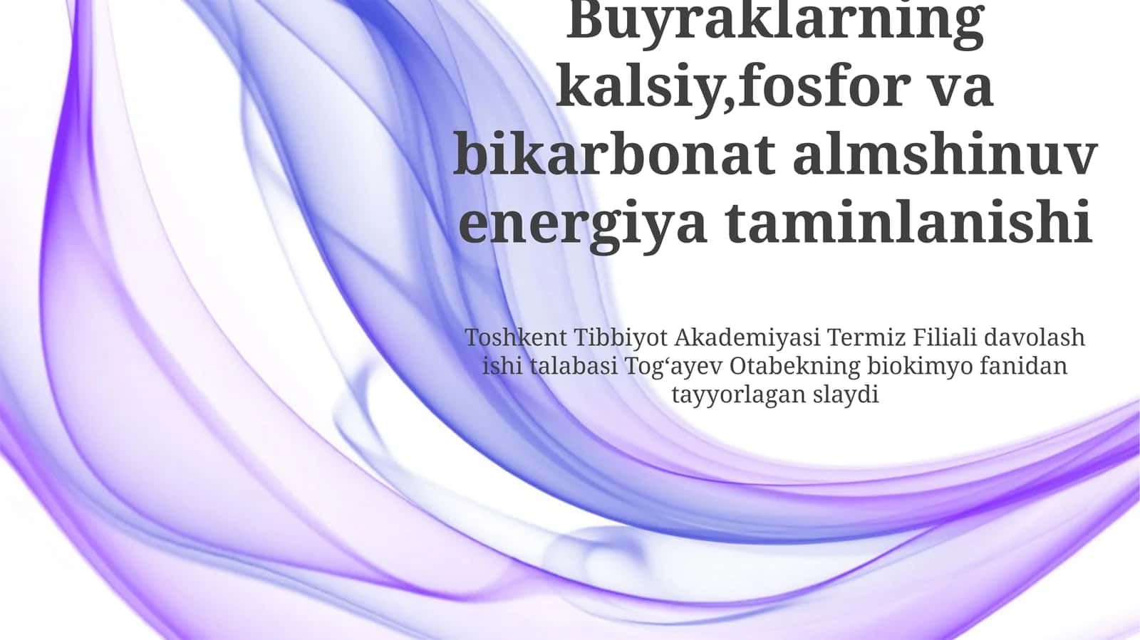 Buyraklarning kalsiy,fosfor va bikarbonat almshinuv energiya taminlanishi 1