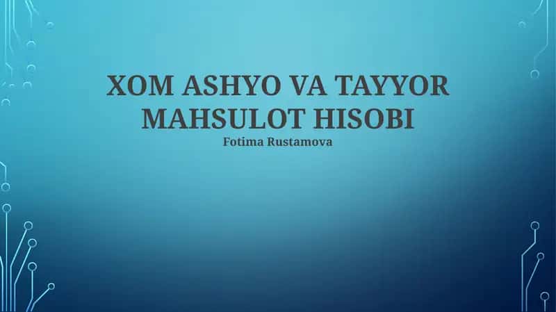 XOM ASHYO VA TAYYOR MAHSULOT HISOBI 1