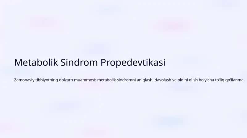 Metabolik Sindrom Propedevtikasi 1