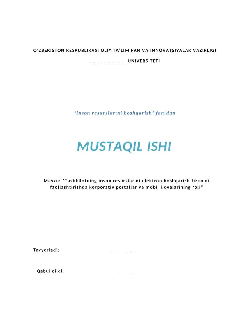 Tashkilotning inson resurslarini elektron boshqarish tizimini faollashtirishda korporativ portallar va mobil ilovalarining roli 1