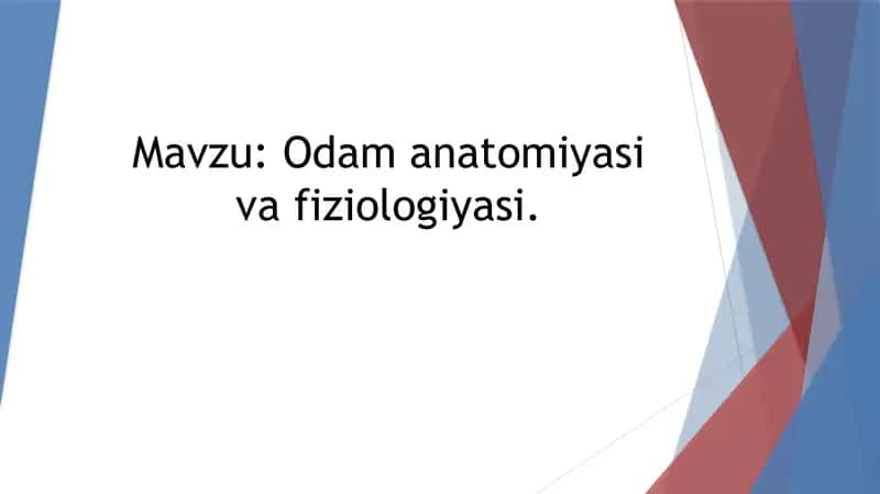 Odam anatomiyasi va fiziologiyasi. 1
