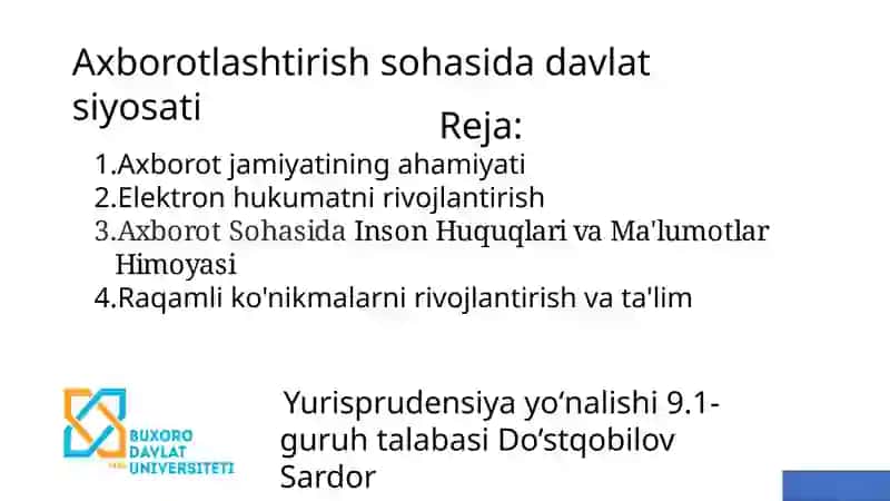 Axorotlashtirish sohasida davlat siyosati