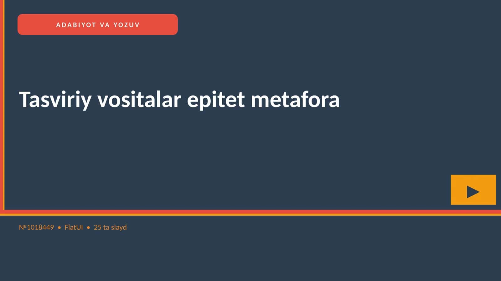 ADABIYOT VA YOZUV Tasviriy vositalar epitet metafora 1