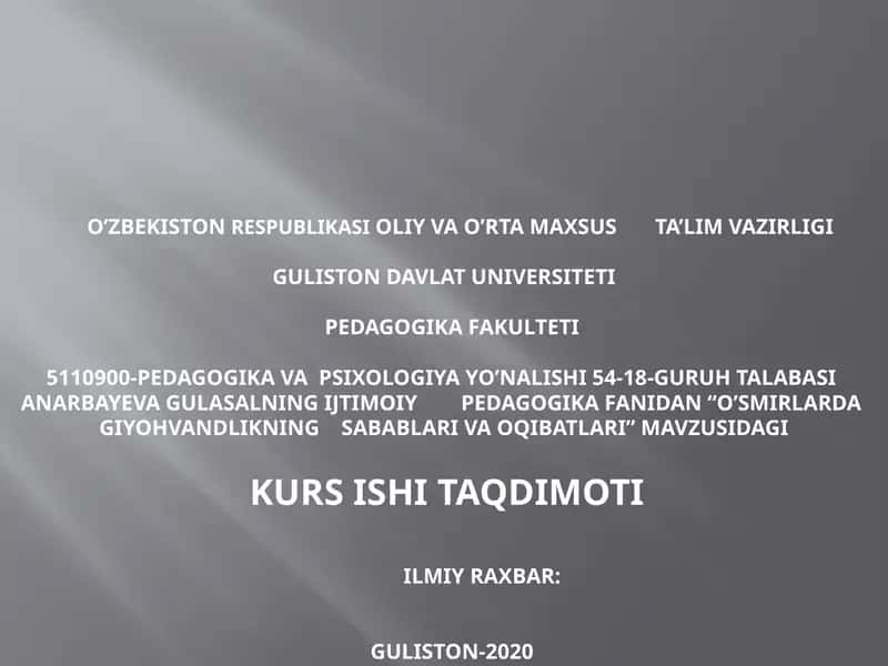 O’SMIRLARDA GIYOHVANDLIKNING SABABLARI VA OQIBATLARI 1