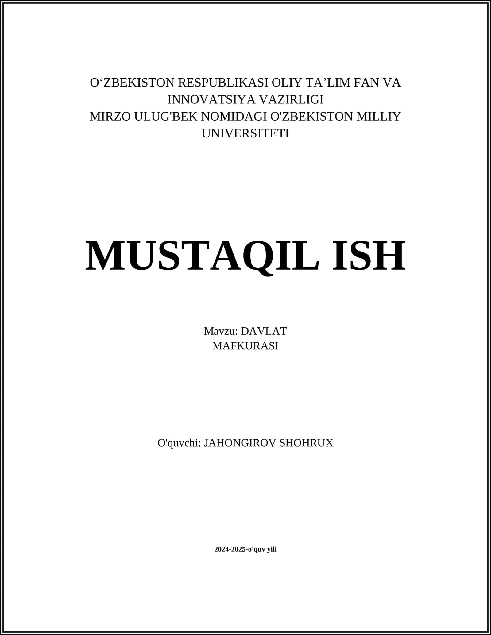Davlat mafkurasi asoslari 1