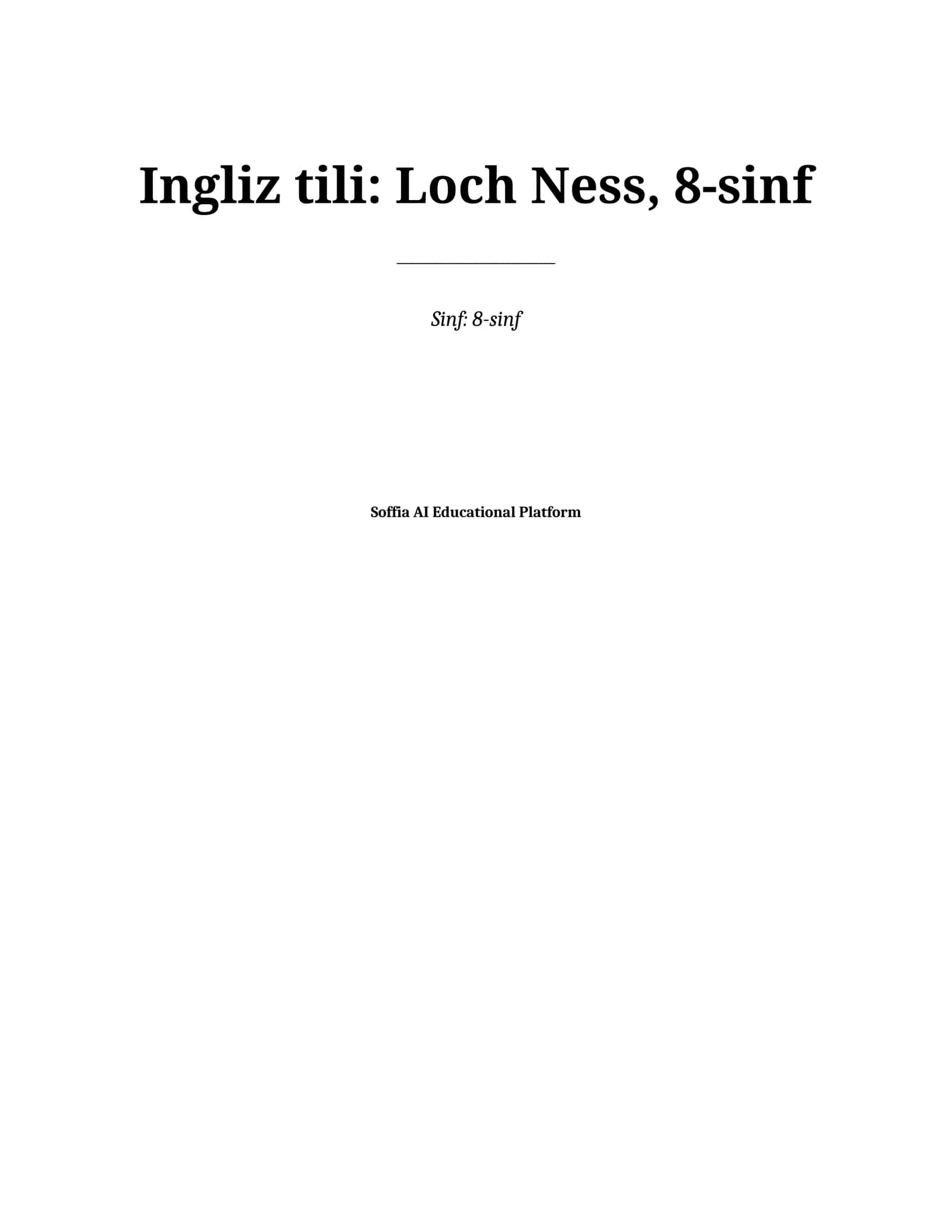 Lesson on Ingliz tili: Loch Ness, 8-sinf 1